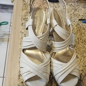 Antonio Melani bone color heeled platform sandals